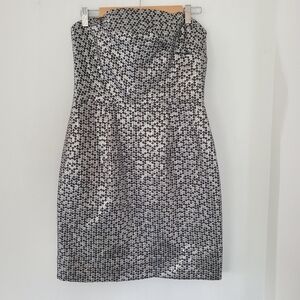 ALEXIA ADMOR M Metallic Silver Black Strapless Mini Dress 30" NYE Cocktail Chic